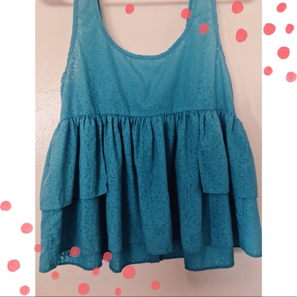 Free People Turquoise ruffle tank - Picture 4 of 4